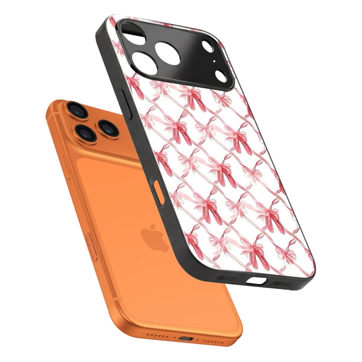 Bow Ribbon sleek iphone 17 pro max cover with tempered glass back and TPU edges