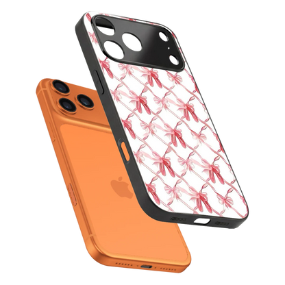 Bow Ribbon sleek iphone 17 pro max cover with tempered glass back and TPU edges