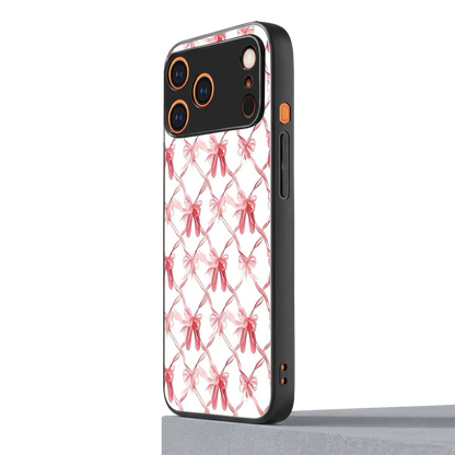 Bow Ribbon iphone 17 pro max mobile cover | shockproof glass phone case