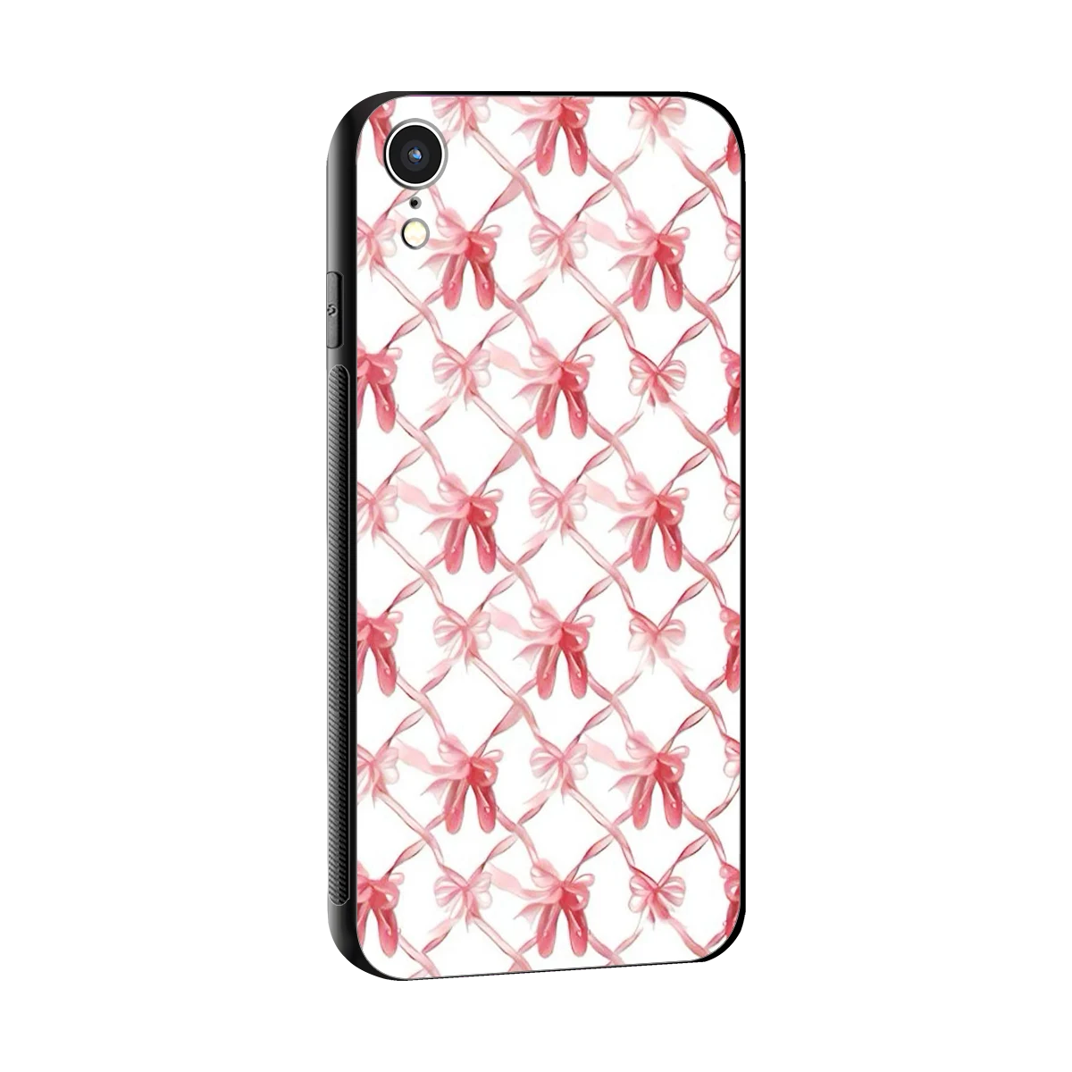 Bow Ribbon sleek iphone xr cover with tempered glass back and TPU edges