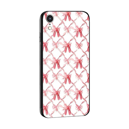 Bow Ribbon sleek iphone xr cover with tempered glass back and TPU edges