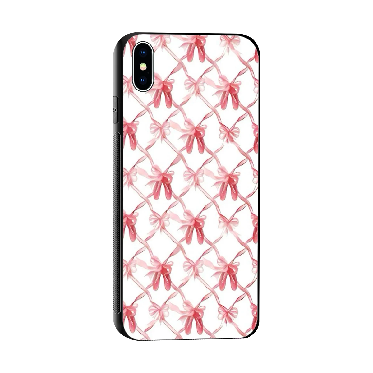 Bow Ribbon sleek iphone xs max cover with tempered glass back and TPU edges