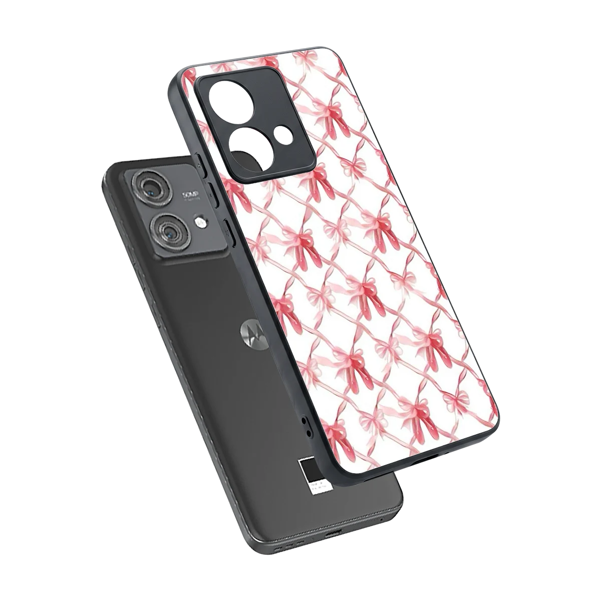 Bow Ribbon sleek motorola edge 40 neo 5g cover with tempered glass back and TPU edges