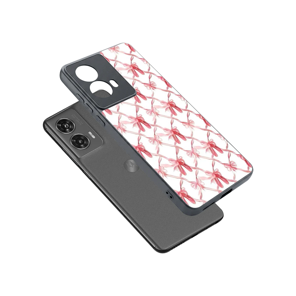 Bow Ribbon sleek motorola edge 50 fusion cover with tempered glass back and TPU edges