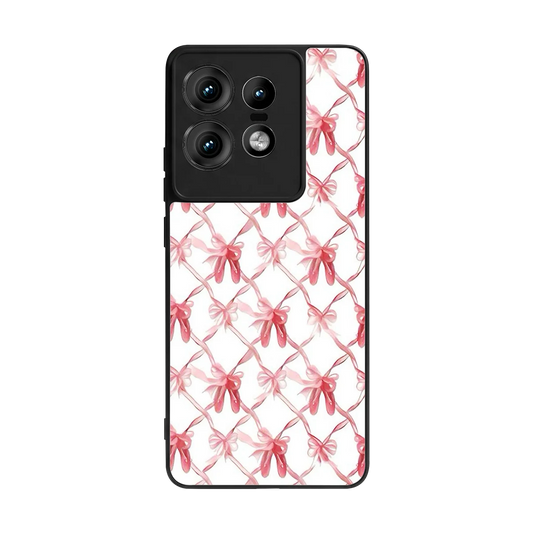 Bow Ribbon back phone cover | glass case for motorola edge 50 pro