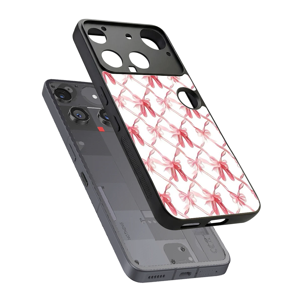 Bow Ribbon sleek nothing phone 3 cover with tempered glass back and TPU edges