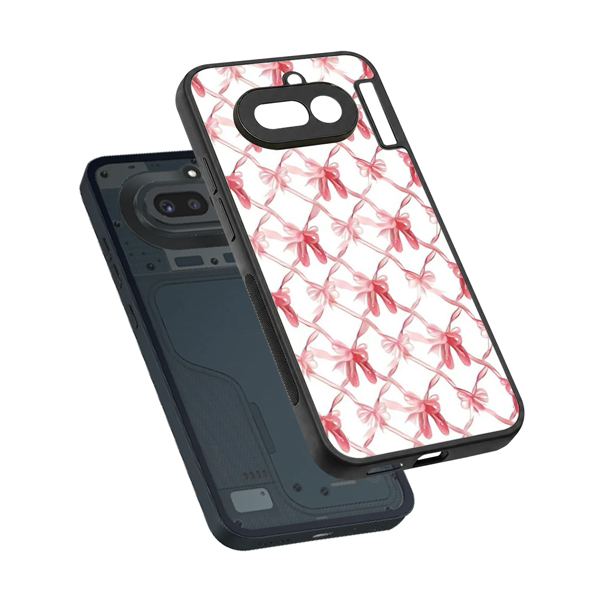 Bow Ribbon sleek nothing phone 4a cover with tempered glass back and TPU edges