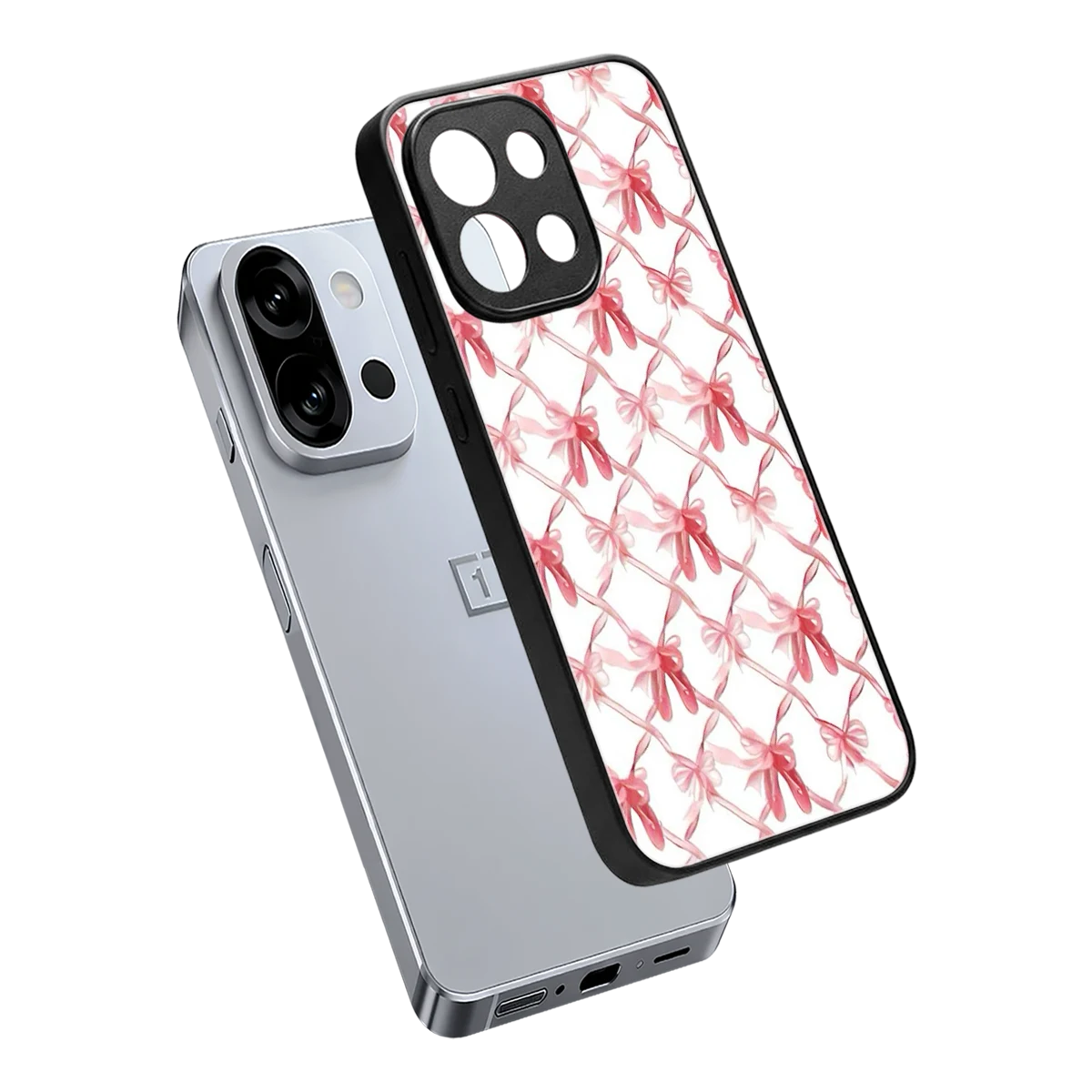 Bow Ribbon sleek oneplus 13s cover with tempered glass back and TPU edges