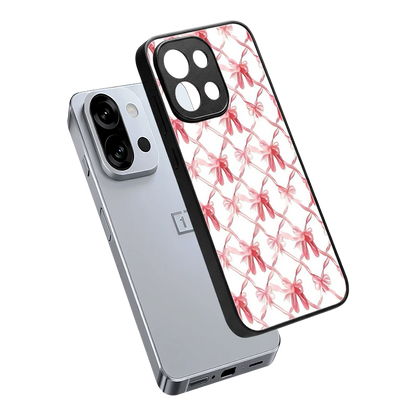 Bow Ribbon sleek oneplus 13s cover with tempered glass back and TPU edges