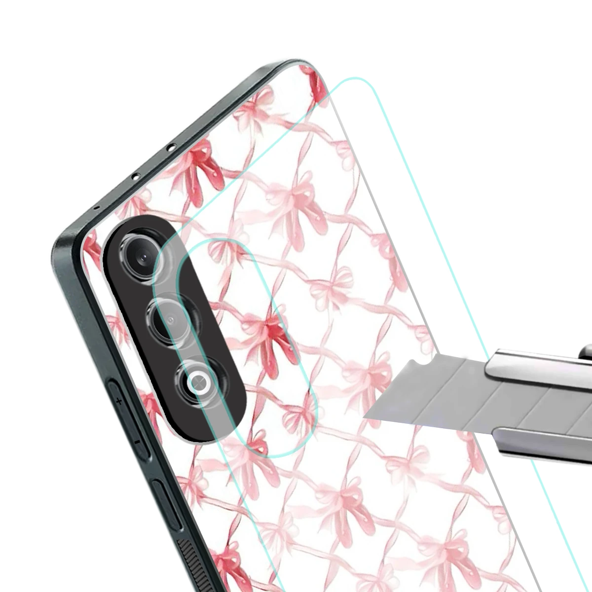 Bow Ribbon stylish phone case for oneplus nord ce 4 | glossy glass and slim fit