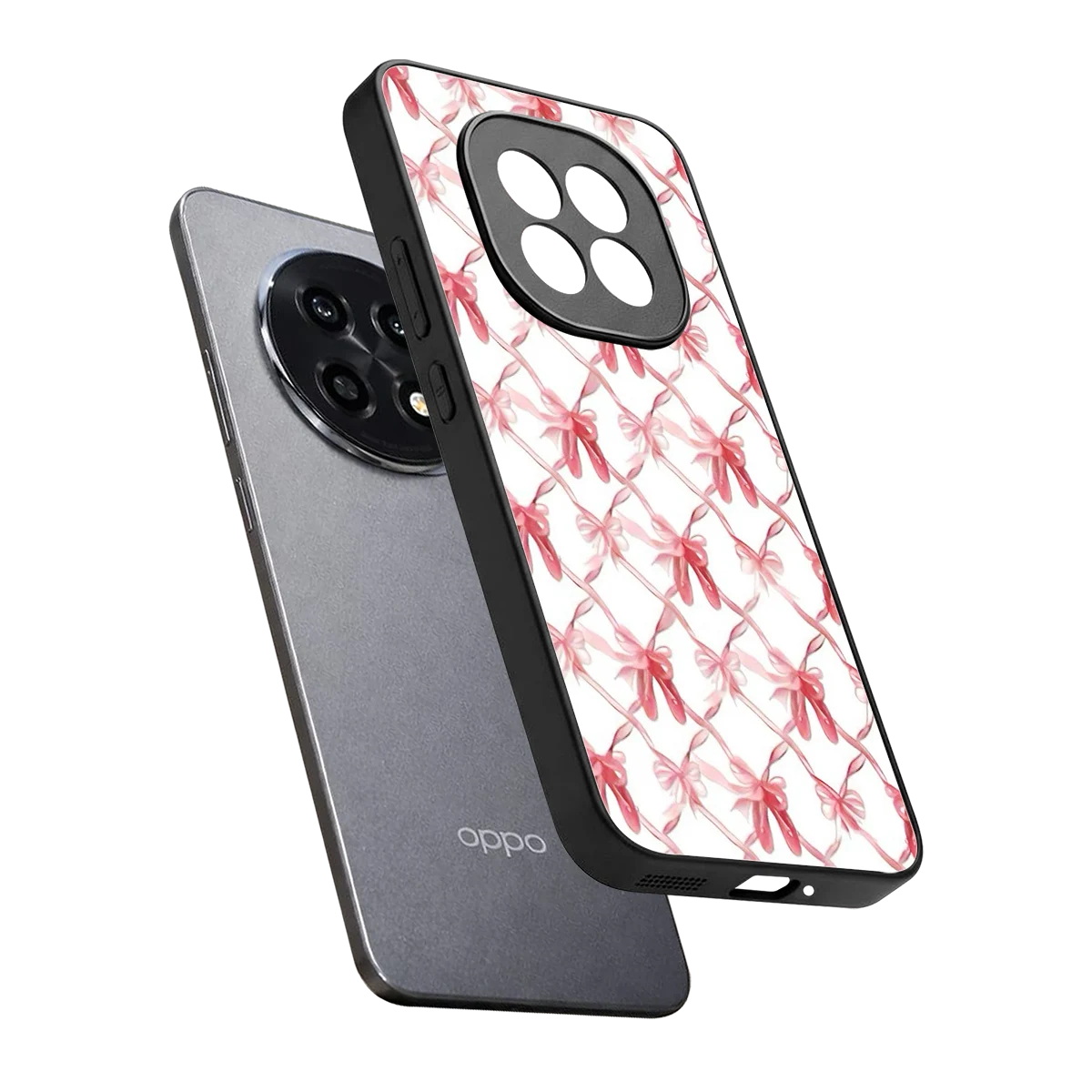 Bow Ribbon sleek oppo f29 pro 5g cover with tempered glass back and TPU edges