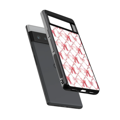 Bow Ribbon sleek google pixel 6 pro cover with tempered glass back and TPU edges