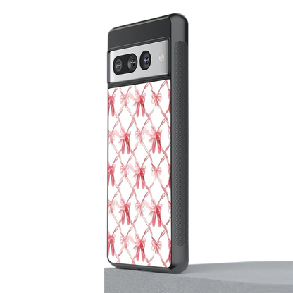 Bow Ribbon stylish phone case for google pixel 7 pro | glossy glass and slim fit