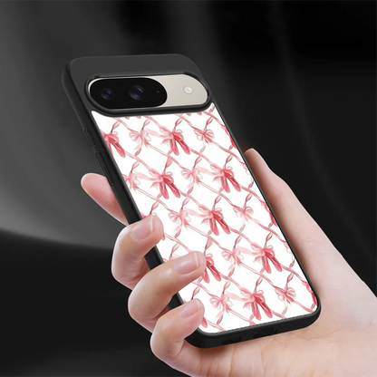 Bow Ribbon sleek google pixel 9 cover with tempered glass back and TPU edges