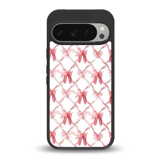 Bow Ribbon back phone cover | glass case for google pixel 9 pro xl