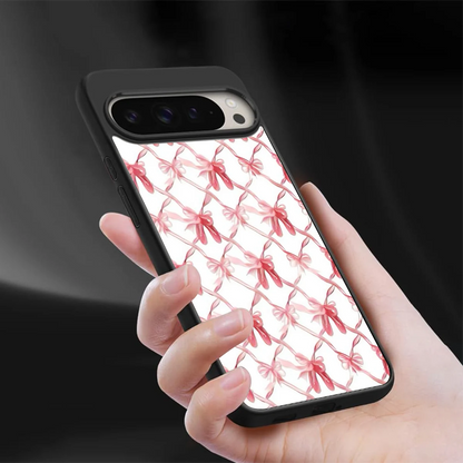 Bow Ribbon sleek google pixel 9 pro xl cover with tempered glass back and TPU edges