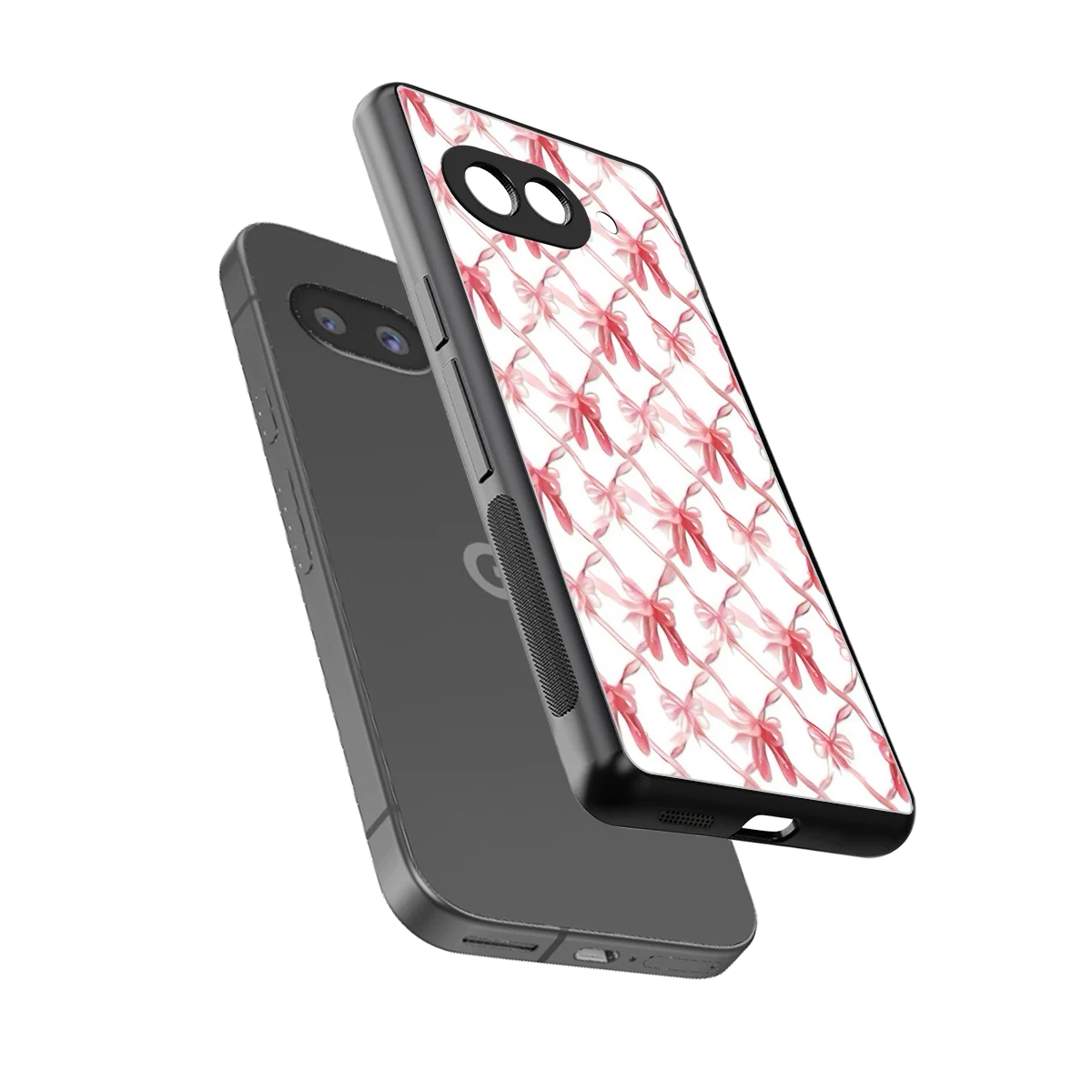 Bow Ribbon sleek google pixel 10a cover with tempered glass back and TPU edges
