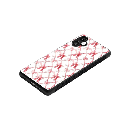 Bow Ribbon stylish phone case for samsung galaxy a06 5g | glossy glass and slim fit