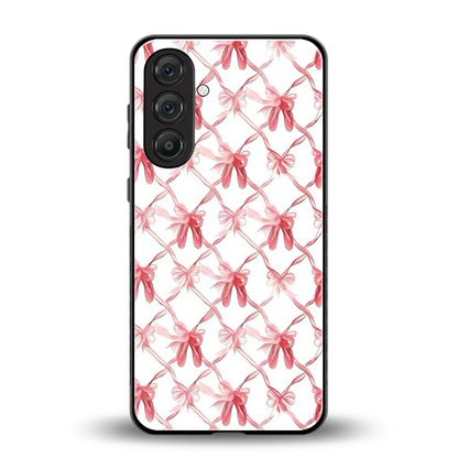 Bow Ribbon back phone cover | glass case for samsung galaxy a55 5g