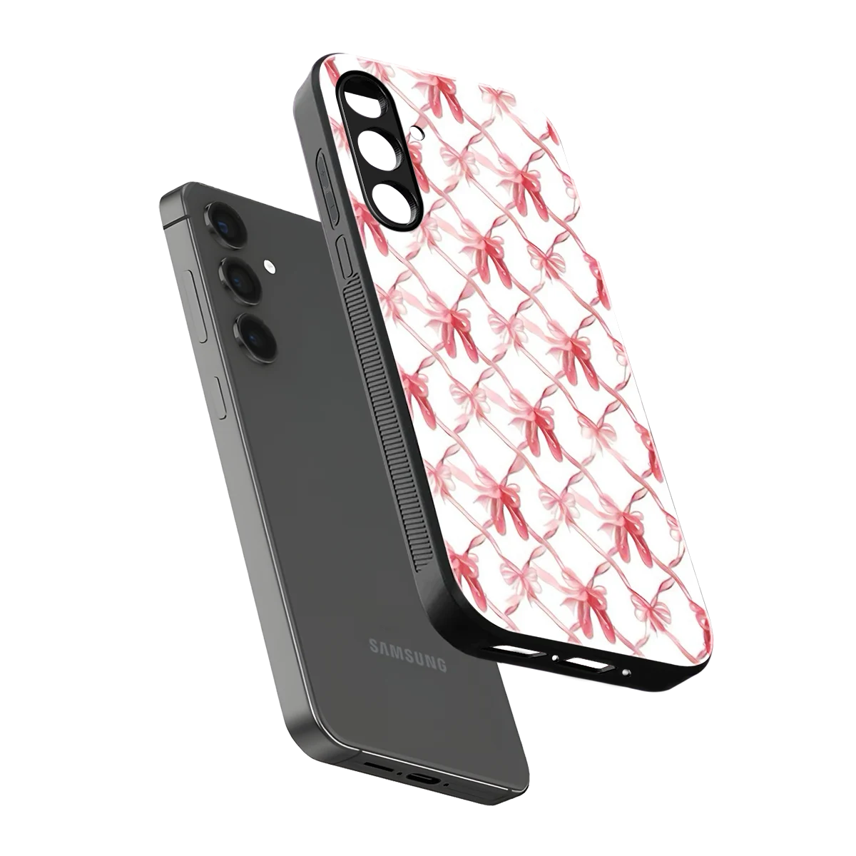 Bow Ribbon sleek samsung galaxy m35 5g cover with tempered glass back and TPU edges