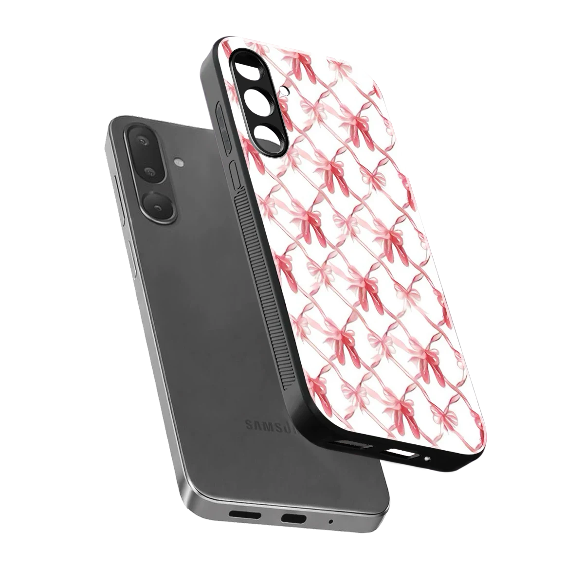 Bow Ribbon sleek samsung galaxy m36 5g cover with tempered glass back and TPU edges