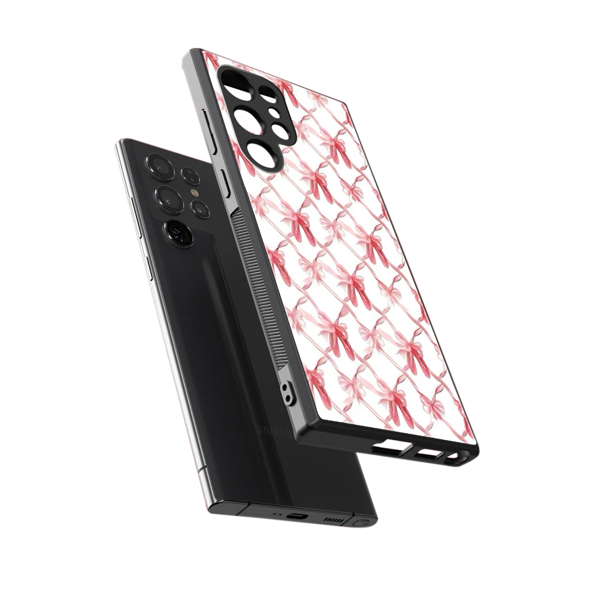 Bow Ribbon sleek samsung galaxy s23 ultra cover with tempered glass back and TPU edges