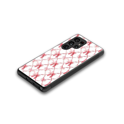 Bow Ribbon stylish phone case for samsung galaxy s25 ultra | glossy glass and slim fit