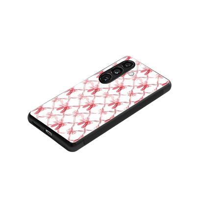 Bow Ribbon stylish phone case for samsung galaxy s25 plus | glossy glass and slim fit