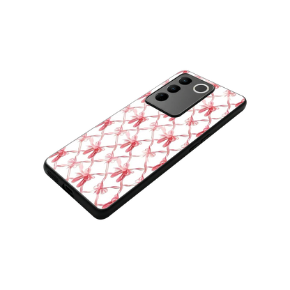 Bow Ribbon stylish phone case for vivo v27 5g | glossy glass and slim fit