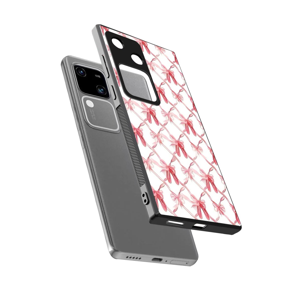 Bow Ribbon sleek vivo v30 cover with tempered glass back and TPU edges