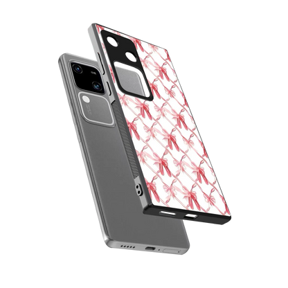 Bow Ribbon sleek vivo v30 cover with tempered glass back and TPU edges