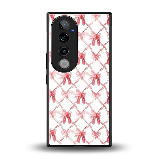 Bow Ribbon back phone cover | glass case for vivo v40 pro