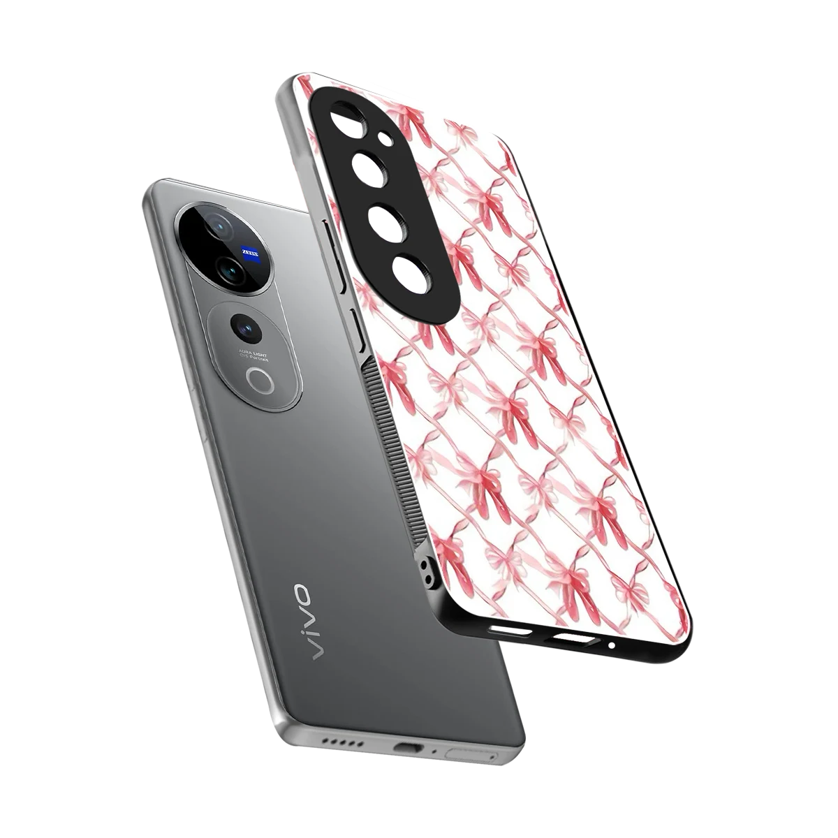 Bow Ribbon sleek vivo v40 pro cover with tempered glass back and TPU edges