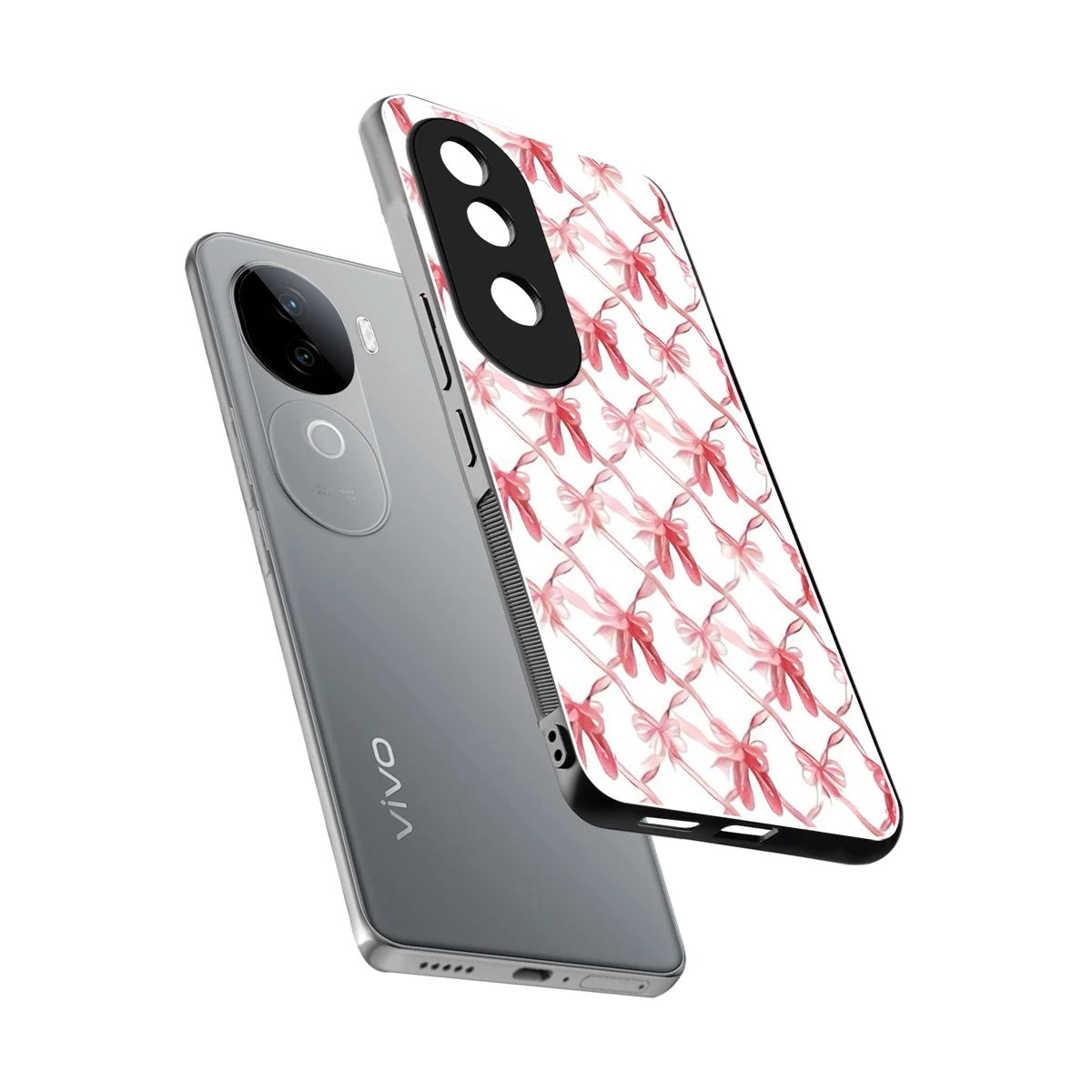 Bow Ribbon sleek vivo v40e cover with tempered glass back and TPU edges