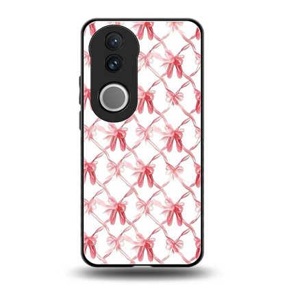 Bow Ribbon back phone cover | glass case for vivo v50