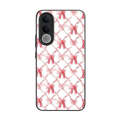 Bow Ribbon back phone cover | glass case for vivo v70 fe