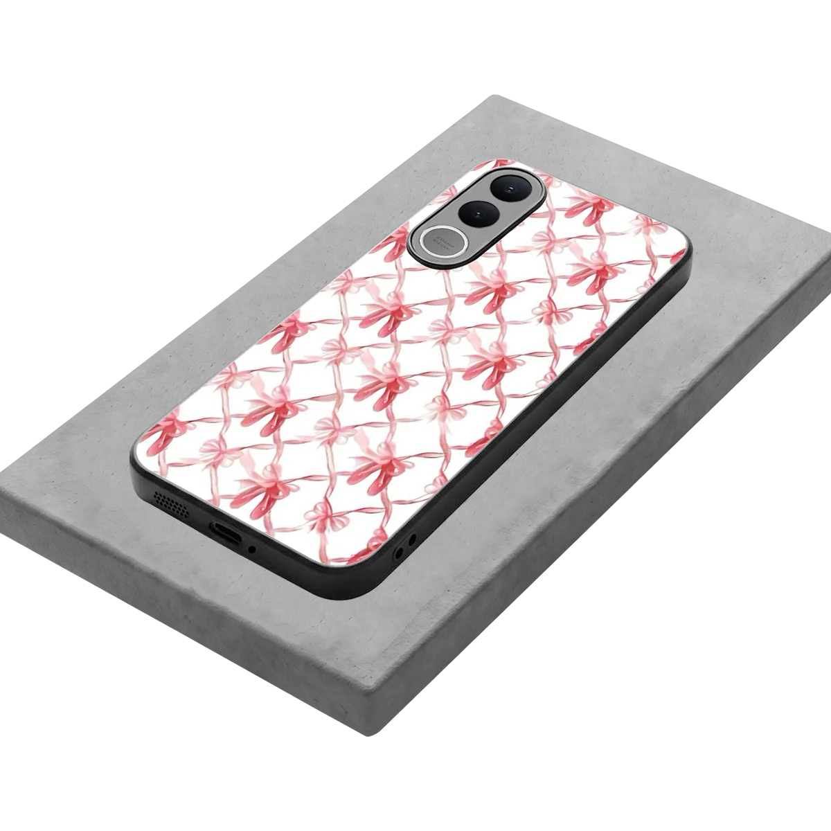 Bow Ribbon stylish phone case for vivo v70 fe | glossy glass and slim fit