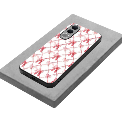 Bow Ribbon stylish phone case for vivo v70 fe | glossy glass and slim fit