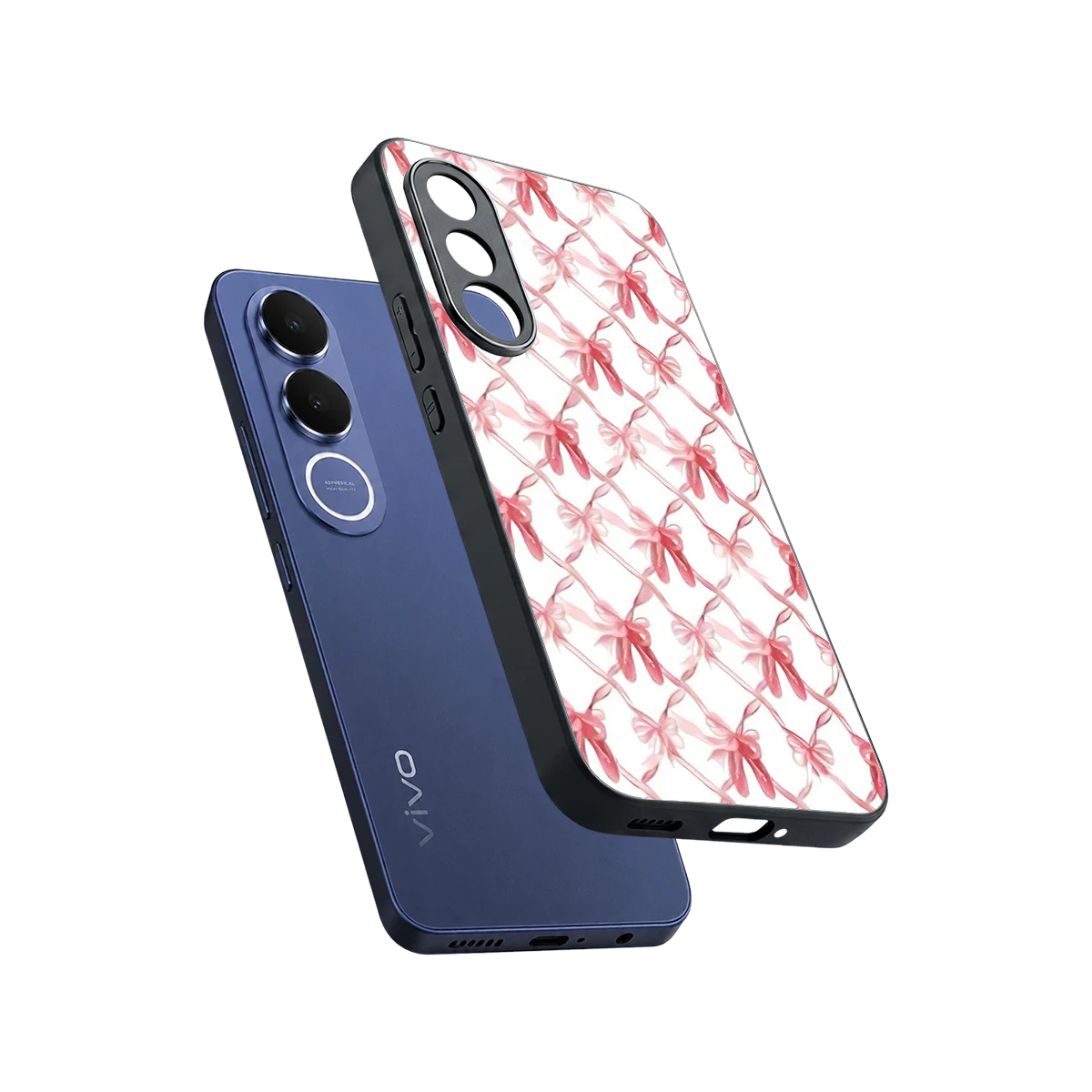 Bow Ribbon sleek vivo v70 fe cover with tempered glass back and TPU edges