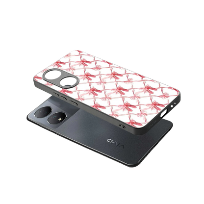 Bow Ribbon sleek Vivo-y100 cover with tempered glass back and TPU edges