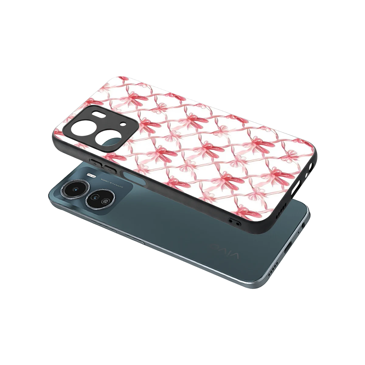 Bow Ribbon sleek vivo y16 cover with tempered glass back and TPU edges