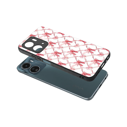 Bow Ribbon sleek vivo y16 cover with tempered glass back and TPU edges