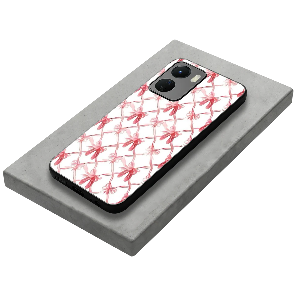 Bow Ribbon stylish phone case for vivo y16 | glossy glass and slim fit