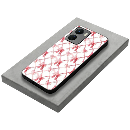 Bow Ribbon stylish phone case for vivo y16 | glossy glass and slim fit