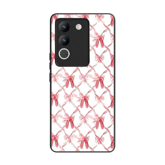 Bow Ribbon back phone cover | glass case for vivo y200 5g