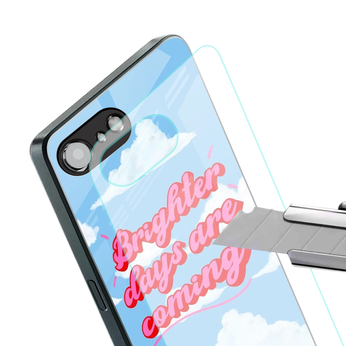 Brighter Days Are Coming stylish phone case for iphone 16e | glossy glass and slim fit