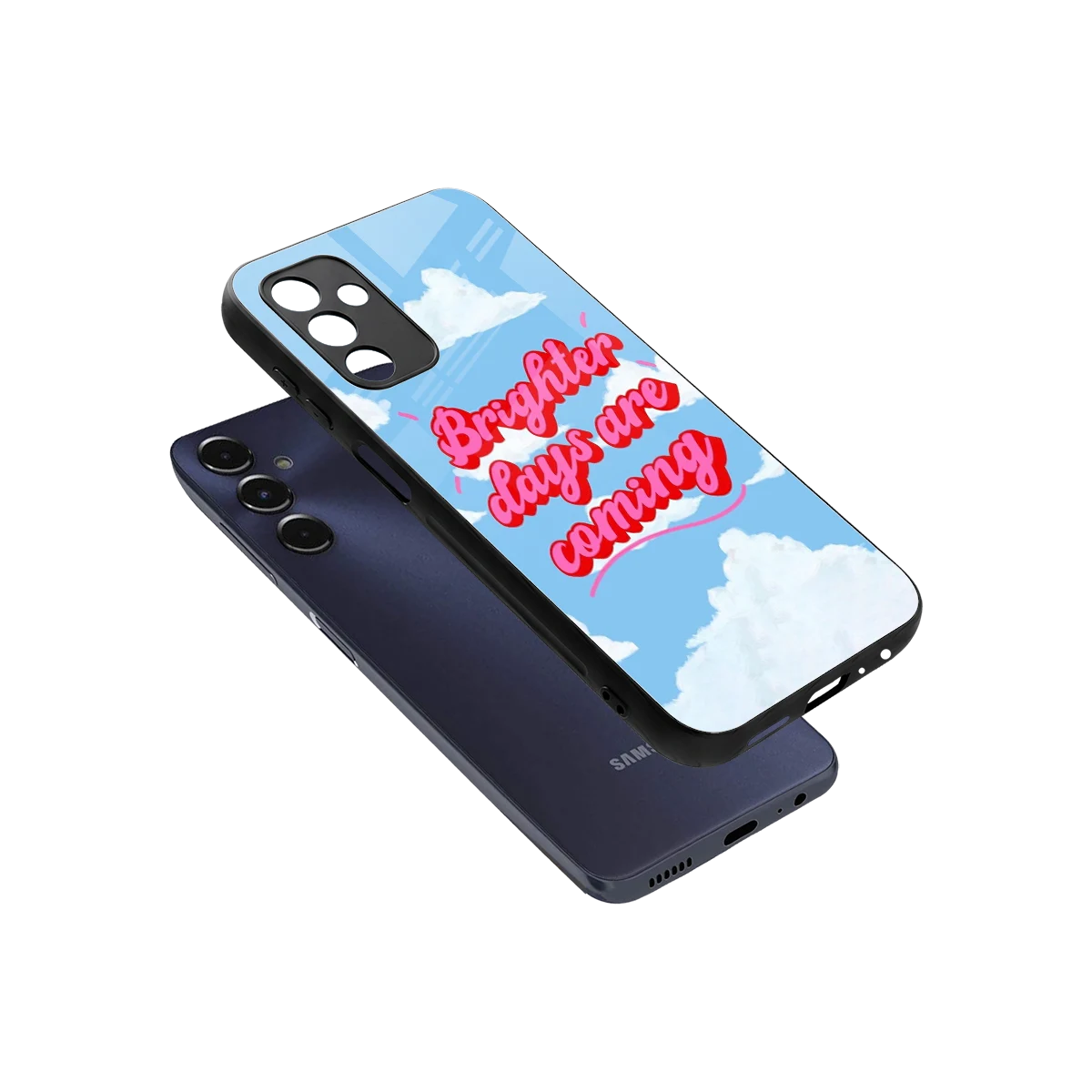 Brighter Days Are Coming sleek samsung galaxy m14 5g cover with tempered glass back and TPU edges