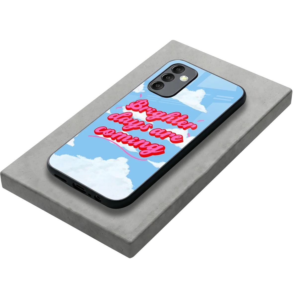 Brighter Days Are Coming stylish phone case for samsung galaxy m14 5g | glossy glass and slim fit