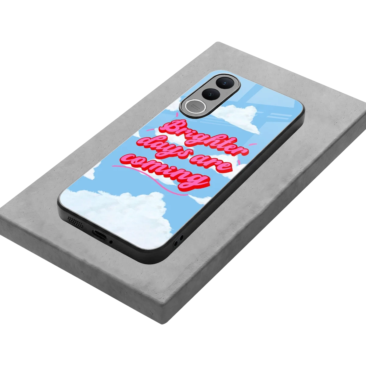 Brighter Days Are Coming stylish phone case for vivo v70 fe | glossy glass and slim fit