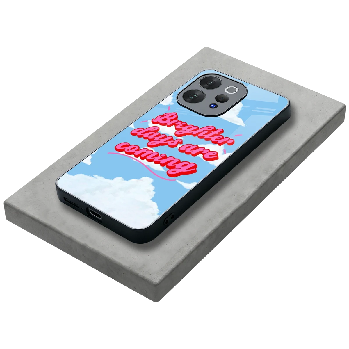 Brighter Days Are Coming stylish phone case for vivo v70 | glossy glass and slim fit